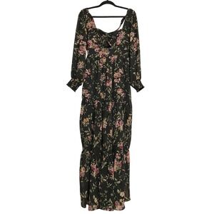fitted lace wedding dress PRINTED RUFFLED LACE MAXI DRESS